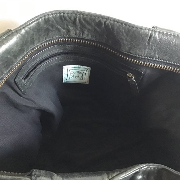 Cynthia Rowley Large Black Leather Quilted Tote Bag / Purse - Picture 8 of 13